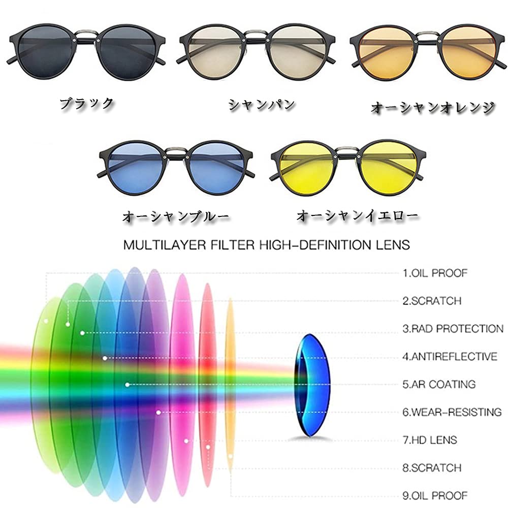 Croogo Sunglasses with Colored Stylish Round Pollen Fashion Case Included Lenses, Unisex, Shape, Lightweight, Protection, Accessory,