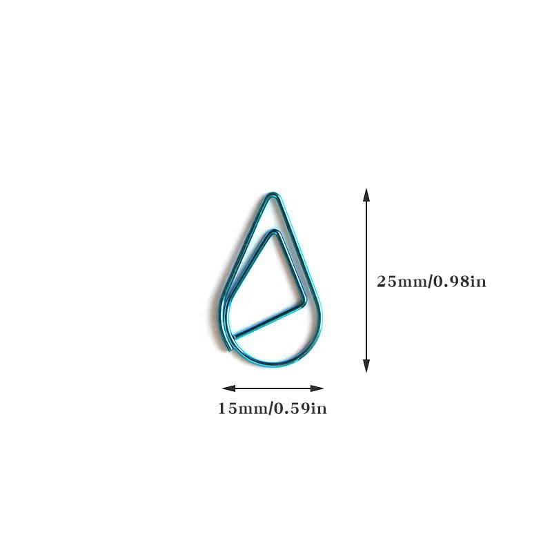50Pcs Color Love Paper Clip Office Supply Creative Macaron Paper Clip Water Drop Special-shaped Mini Paper Clip