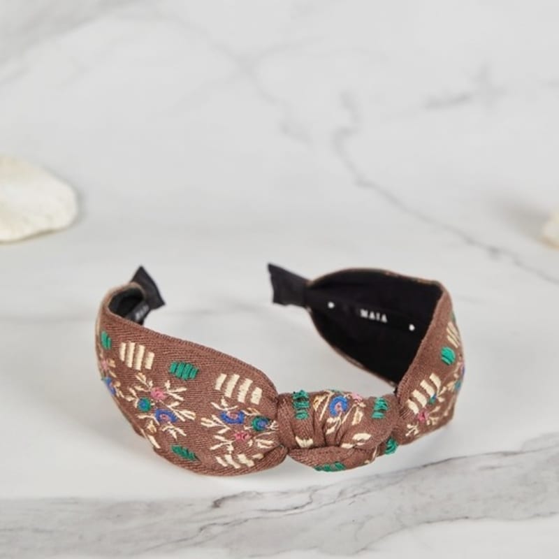 MAIA Garden Jacquard Hairband - Knot Brown