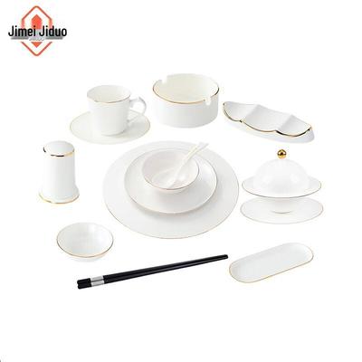 Jimei Jiduo 13-Piece Gold Rim Ceramic Dining Set