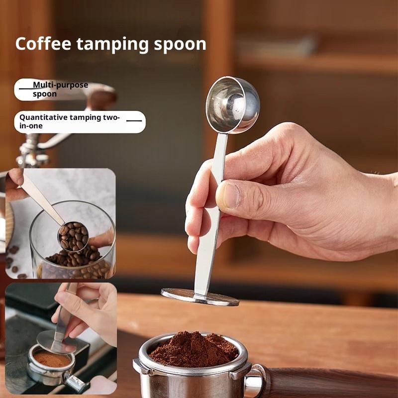 2-in-1 Stainless Steel Coffee Scoop 15/20/30ml Tamping Dual-Purpose Coffee Spoon Powder Hammer Tamper Measuring And Tamping