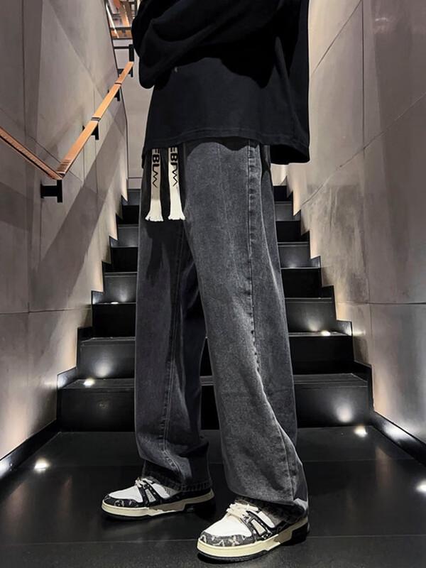 Dingfengbaoluo Retro Loose Fit Straight Leg Pants