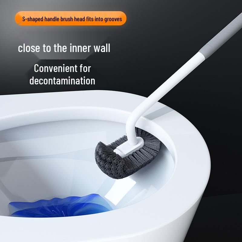 Wall-Mounted Long Handle Toilet Brush with Soft Bristles for Effective Cleaning