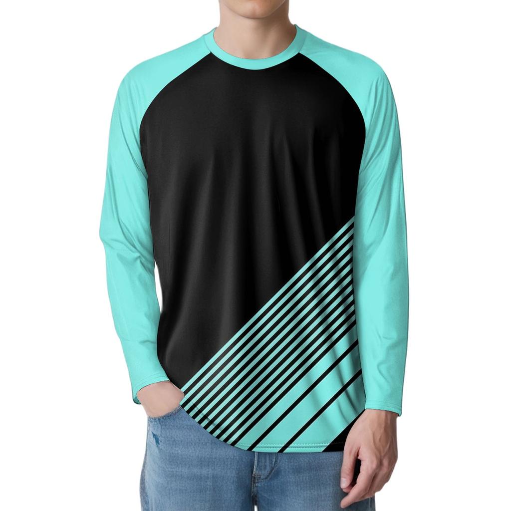 Men's Fashion Printed Raglan Long Sleeve Sports Top