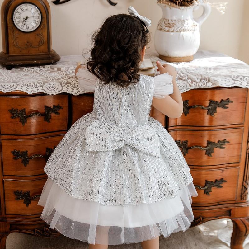 Baby Mädchen Prinzessinnenkleid Geburtstagsparty Pailletten Schleife Kleid Kleinkind Kinder Herbst Winter