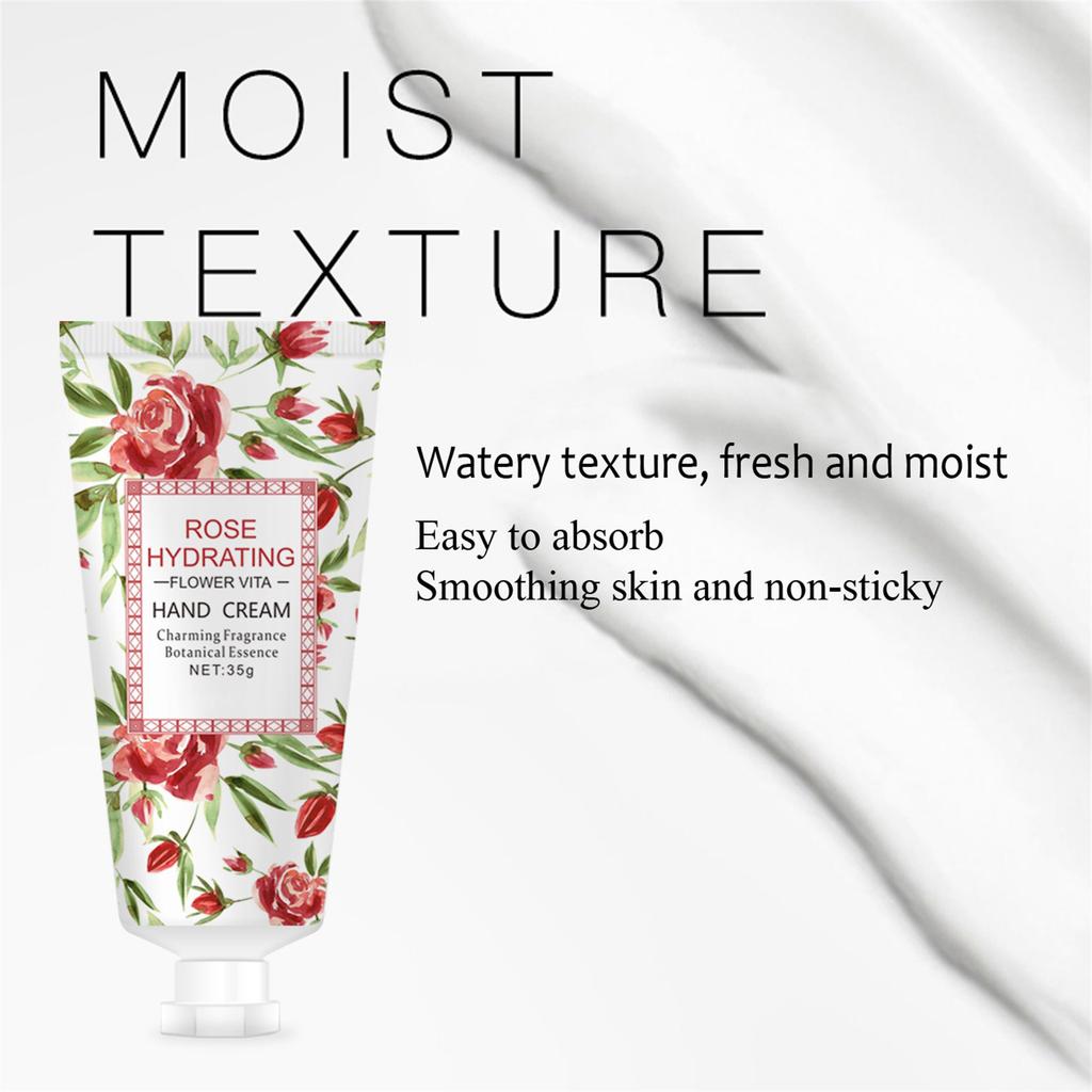 Creme de Mãos com Aroma de Rosa 35g, Hidratante Perfumado - Creme de Mãos para Rachaduras