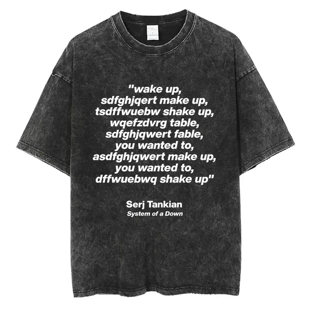 Washed Vintage System of A Down Chop Suey English Letter Print T-shirt Men Rock Oversized T Shirt 90s Alternative Metal T-shirts