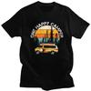 Vintage Sunset Happy Camper Tshirts for Men Short Sleeves T Shirt Adventure Camping Travel T-shirts Loose Fit 100% Cotton Tees