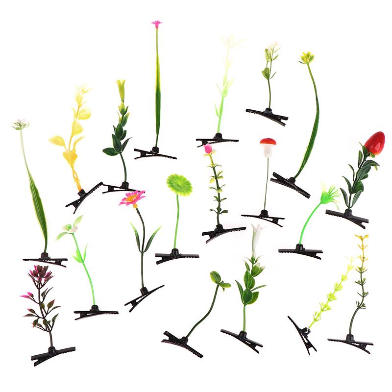 5 Stück Grasblumen-Haarspange Pflanzen-Haarspange Trendige Kleine Haarspange Für Mädchen Kinder Kreative Pflanzen-Kunststoff-Haarspange Damen Accessoire