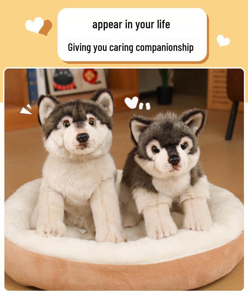 Wolf Dog Plush Toy Simulation Korean Craft Animal Ornament