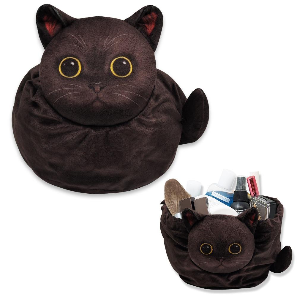 Cat Shaped Drawstring Makeup Bag Drawstring Lay Flat Makeup Bag Cat Makeup Bag Daily Use C