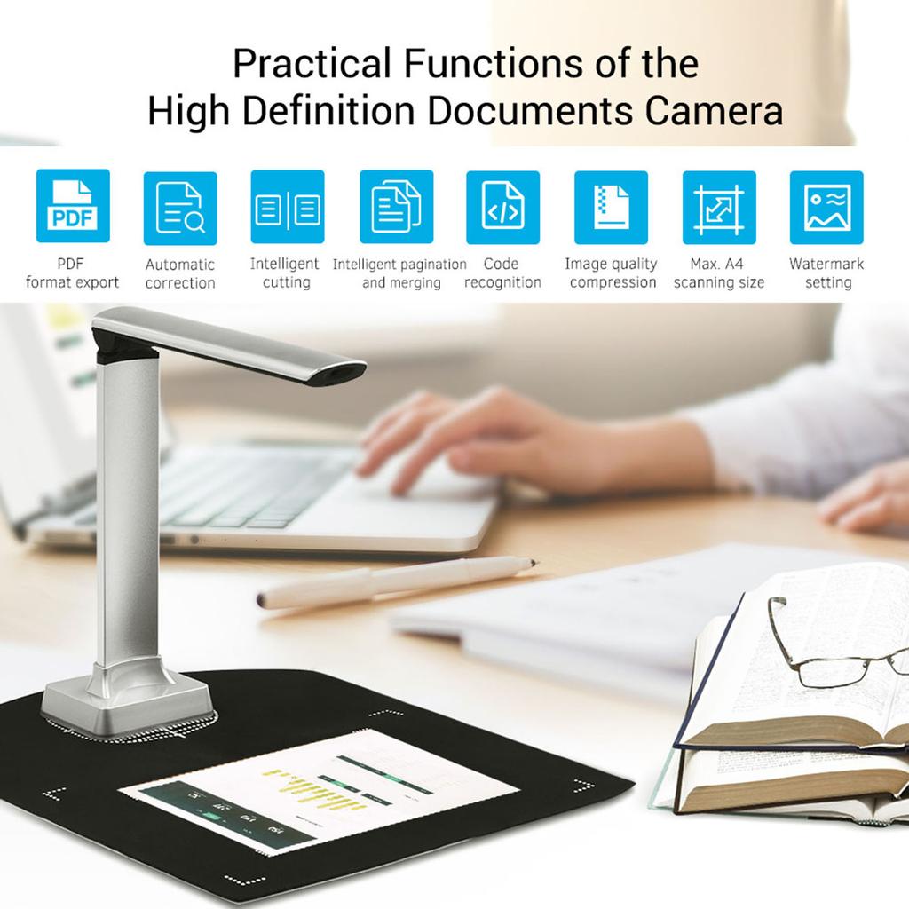 BK30 Document Camera 5 Mega Pixel High Definition Portable Scanner Capture Size A4 Scanners for File Card Passport
