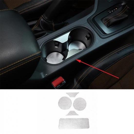 For Ford Ranger 2015- Aluminum Console Interior Front Water Cup Pad Silver
