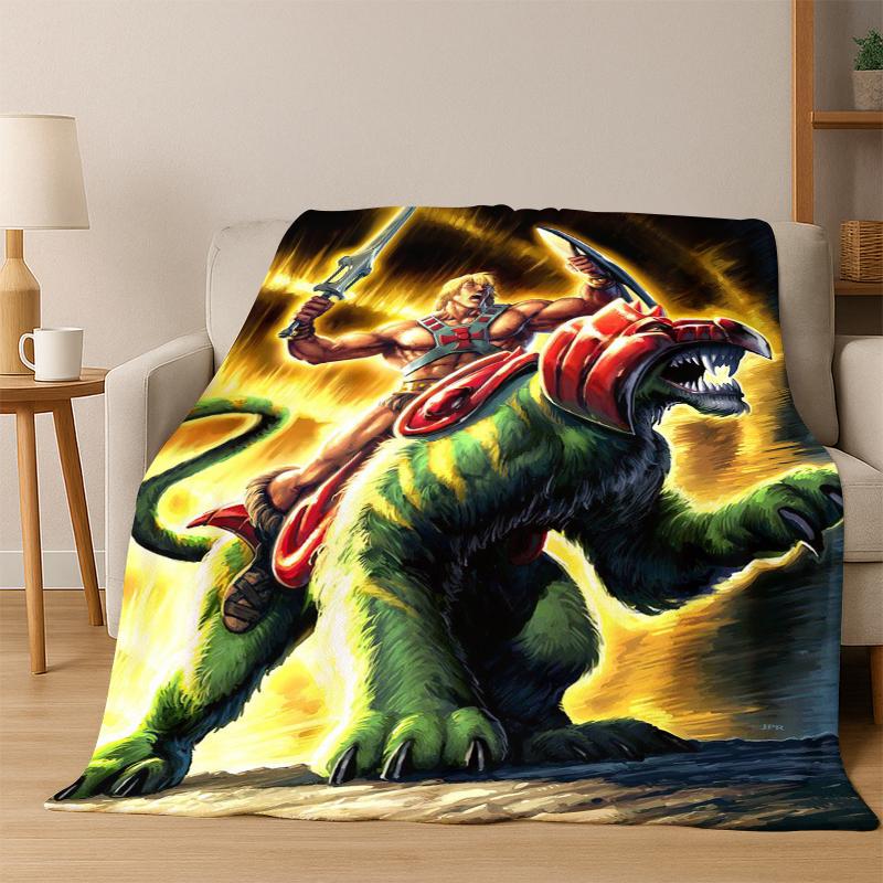 He Man Masters of The Universe Cartoon Flannel Blanket Soft Warm Blanket Throw Blanket for Bedroom Living Room Bed Travel Gift