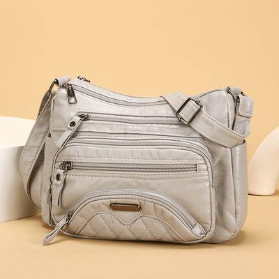 New Fashion Soft Leather Trend Casual Shoulder Diagonal Cross-border Washed Leather Messenger Bag