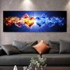 Abstract Blue Red Smoke Love Heart Canvas Painting Fire Heart Posters and Prints for Bedroom Living Room Wall Decor No Frame