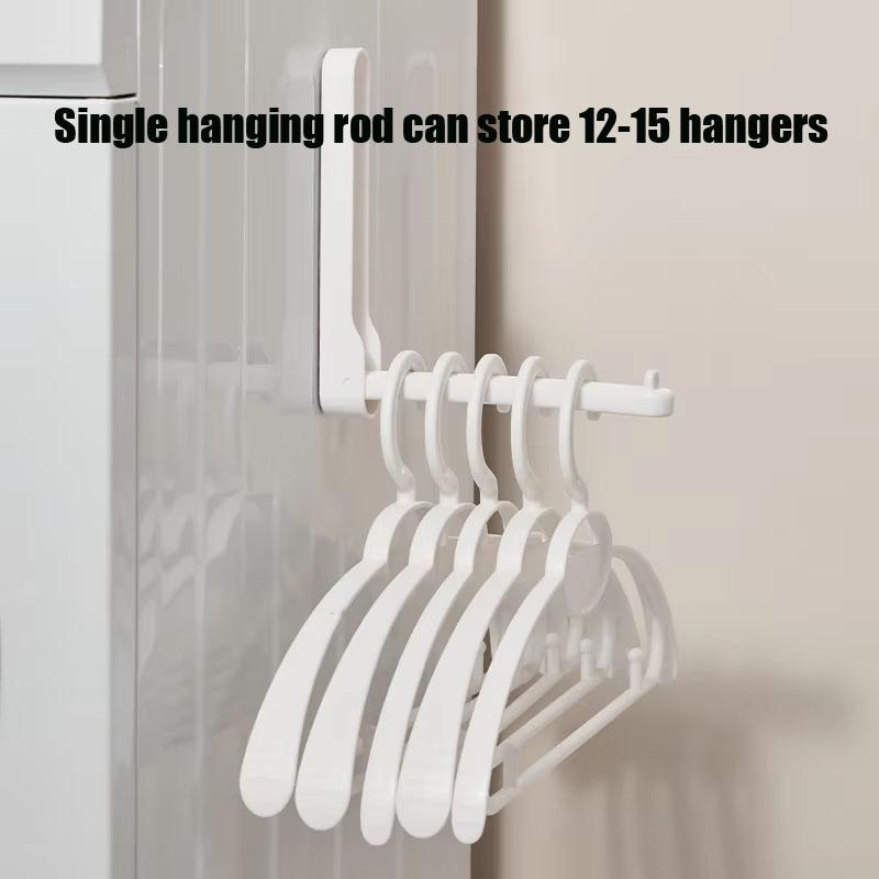 2pcs Clothes Hanger Storage Artifact Punch-free Balcony Organizer Multi-functional Household Retractable Wall-mounted