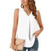 JPNTKY Women's Fashion Casual Solid Color Print Sleeveless V Neck Blouses & Shirts