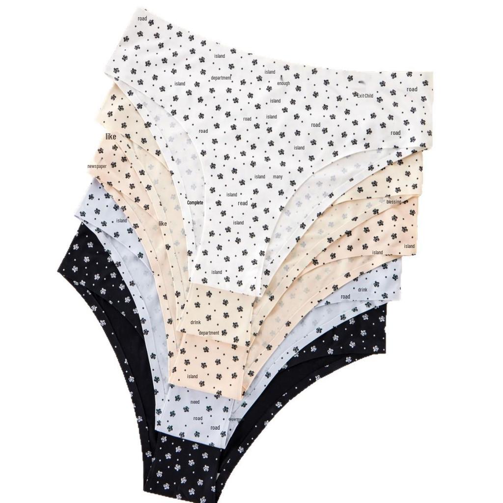 Women's Seamless Printed Thong: Sexy Ice Silk, Light & Thin Triangle Briefs