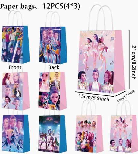 

New Hot KPOP Demon Hunter Girl Group Gift Bag, Paper Bag, Anime Merchandise, Handbag, Birthday Gift Bag (As shown-859)-