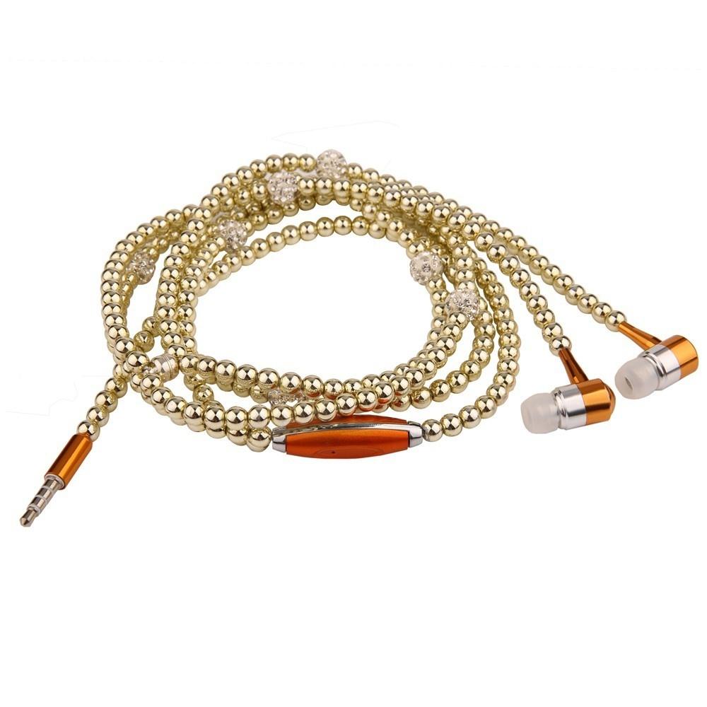 Stereo Pearl Headset Necklace Earphone In-ear Earbud Headphone 3.5mm Fashionable Pearl Necklace Headphone