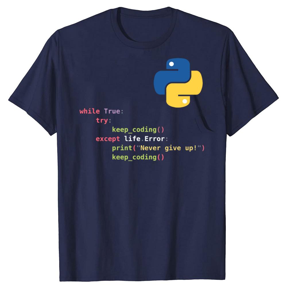 Funny Motivational Python programming T-shirts Men Women's Fashion Oversized Tshirt 100% Cotton Loose C++ Coder Computer T Shirt