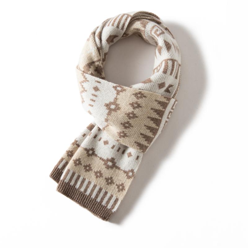 Women's 100% Cashmere Diamond Pattern Scarf and Hat Set Winter Thickened Multi FunctionEar-Protecting Knitted Two-Piece Ensemble