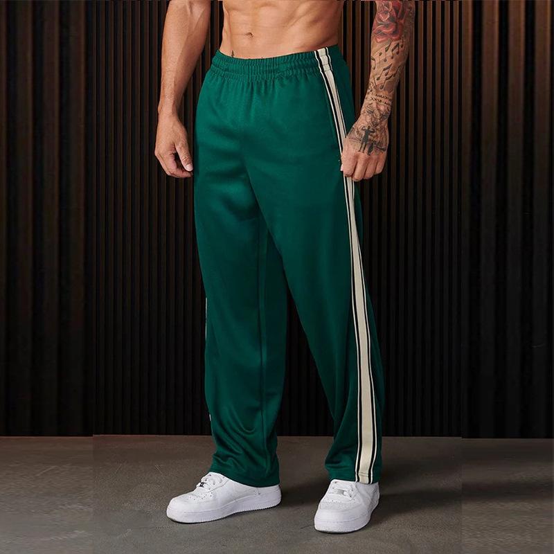 Men s Black White Striped Patchwork Streetwear Fitness Pants