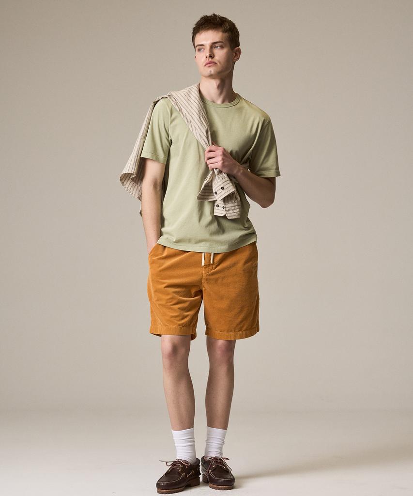 Laijeuaenbillou Garment-Dyed Everyday Cotton T-Shirt Green (Standard Fit) (Type A)