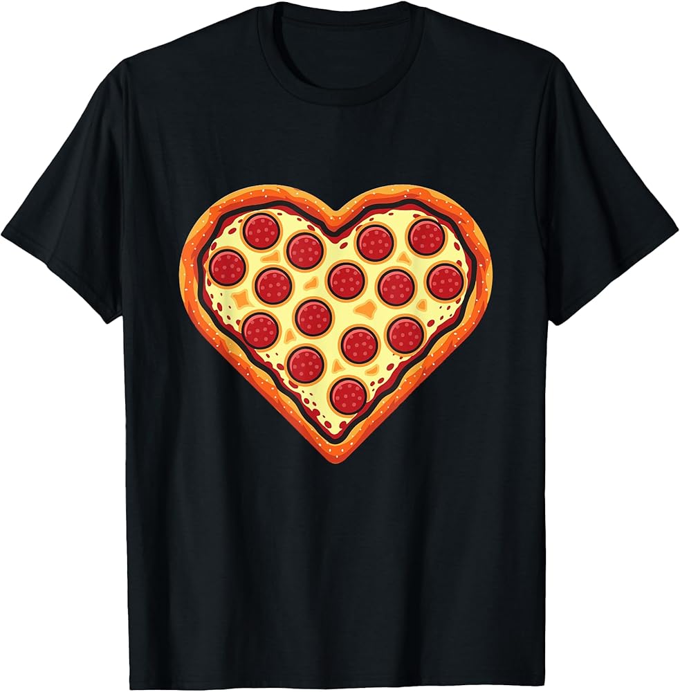 Pizza Heart Cute Valentines Day Funny Heart Shaped Pizza T-Shirt