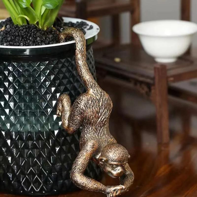 Vintage Bronze Harz Klettertiere Statue Blumentopf und Vase Hugger Miniatur Feengarten Dekoration Harzkunst Handwerk Dekorationen