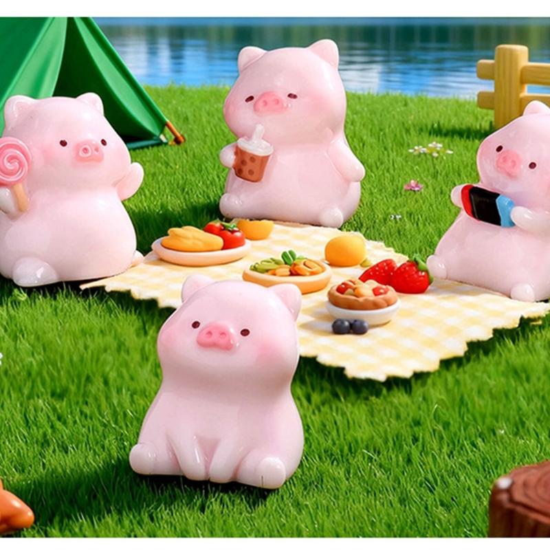 Pigs Figurines Mini Pigs Decors Waterproof Toy Playsets Miniature Doll Garden Figurines Cake Toppers Parties Favor