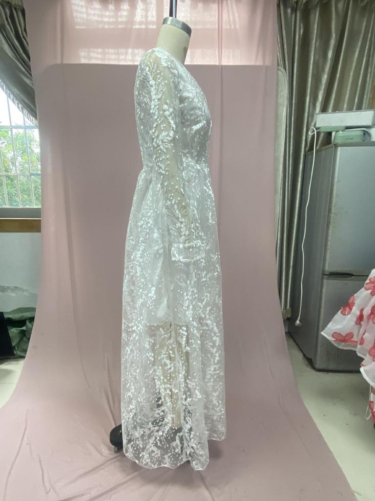 2024 Women's Wedding Dresses: Sexy Lace Long Sleeve Holiday & Evening Party Gowns