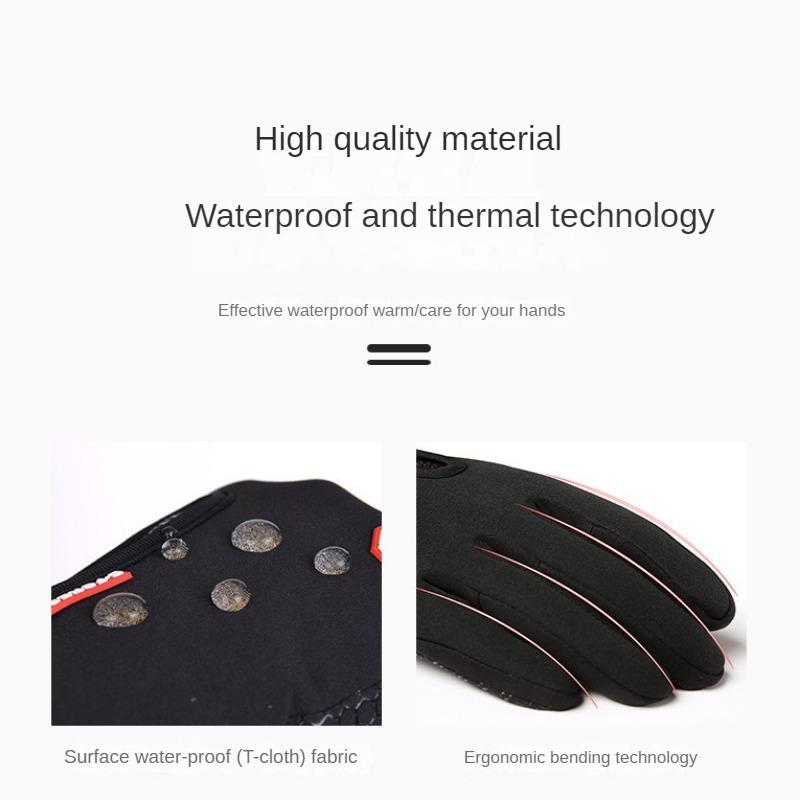 Outdoor Sports Gloves, All Finger, Autumn and Winter Gloves, Touch Screen, Anti Slip, Waterproof, Windproof, Brushed Warm, Skiing, Mountaineering,