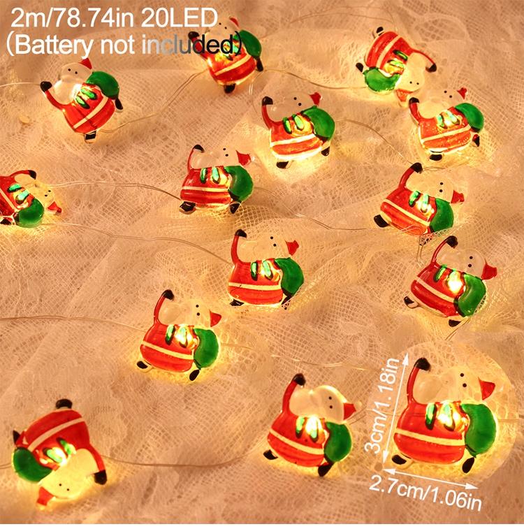 2M 20LED Santa Claus Snowman Elk Garland Lights String Christmas Decorations for Home 2025 Xmas Tree Ornaments Navidad New Year