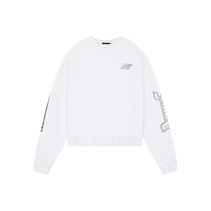 We11done Ss22 Logo Color Block Printed Asymmetrical 3D Pullover Sweatshirt Unisex sweatshirt White WD-TS1-22-699-U-WH