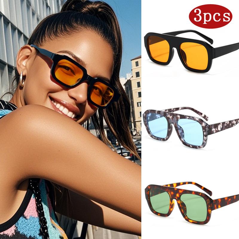 

Упаковка из 3 шт. Классические прямоугольные солнцезащитные очки с большой оправой для женщин, новая модная многоугольная модель, солнцезащитные очки INS, очки для мужчин и женщин, унисекс