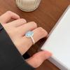 S Sterling Silver Aquamarine Crystal Ring Opening Adjustable Ring Temperament Index Finger Ring