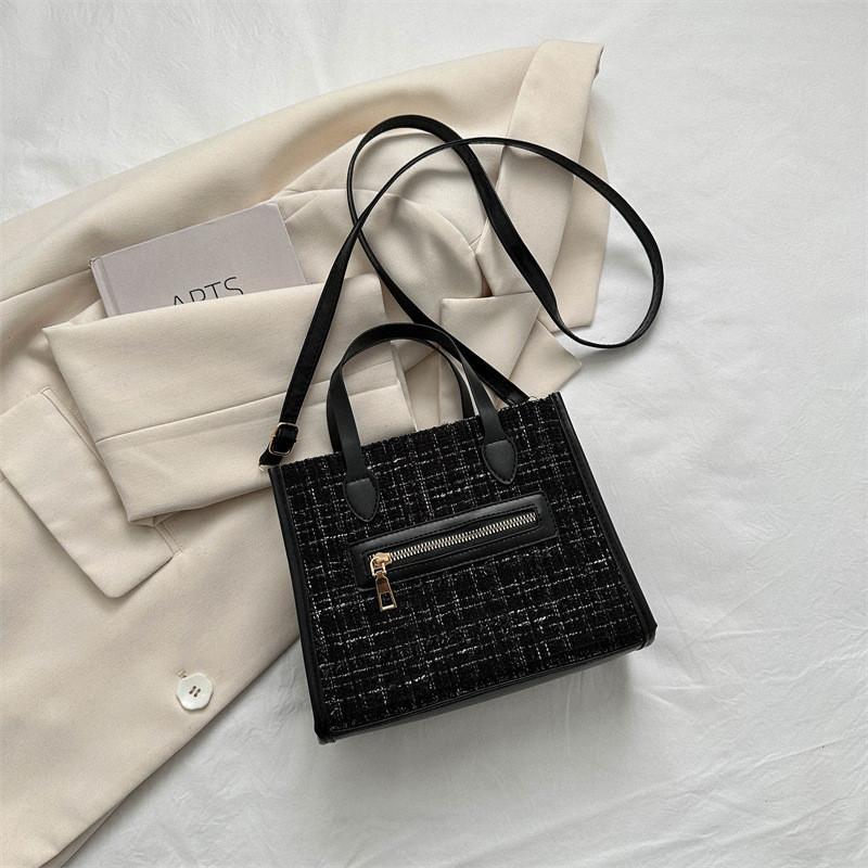 Elegant Women s Casual Woven Tote Bag Trendy Multi-purpose Crossbody Handbag чёрный