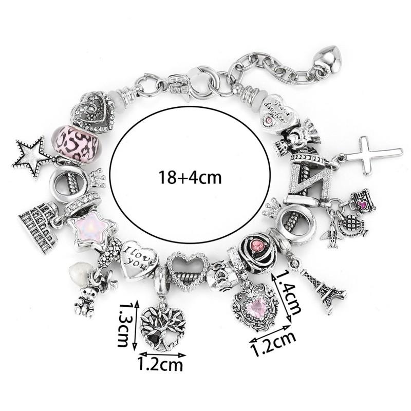 Damen Zinklegierung Geometrisches Charms Armband Mit Kreuz Anhänger Rosa Ton Verstellbar Mode Schmuck