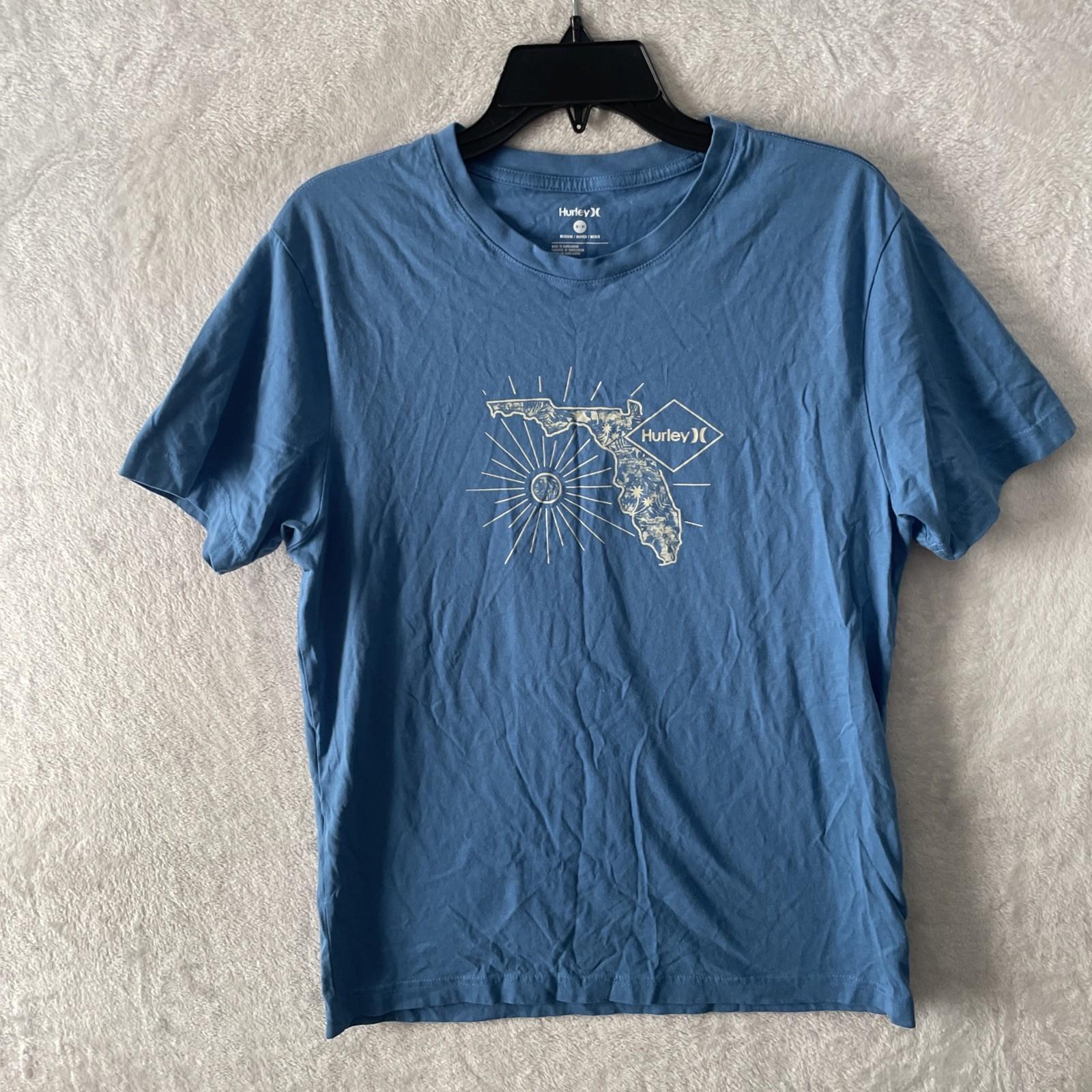 Hurley Mens T Shirt Blue Graphic Medium Cotton Short Sleeve Crew Neck Pullover S разноцветный