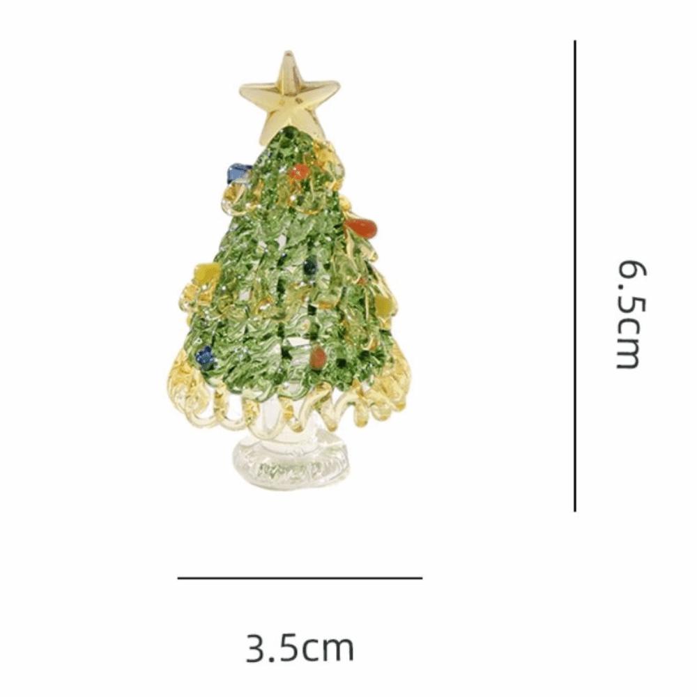 Miniature Christmas Tree Miniature Glass Handcrafted Glass Sculpture Desktop Decoration