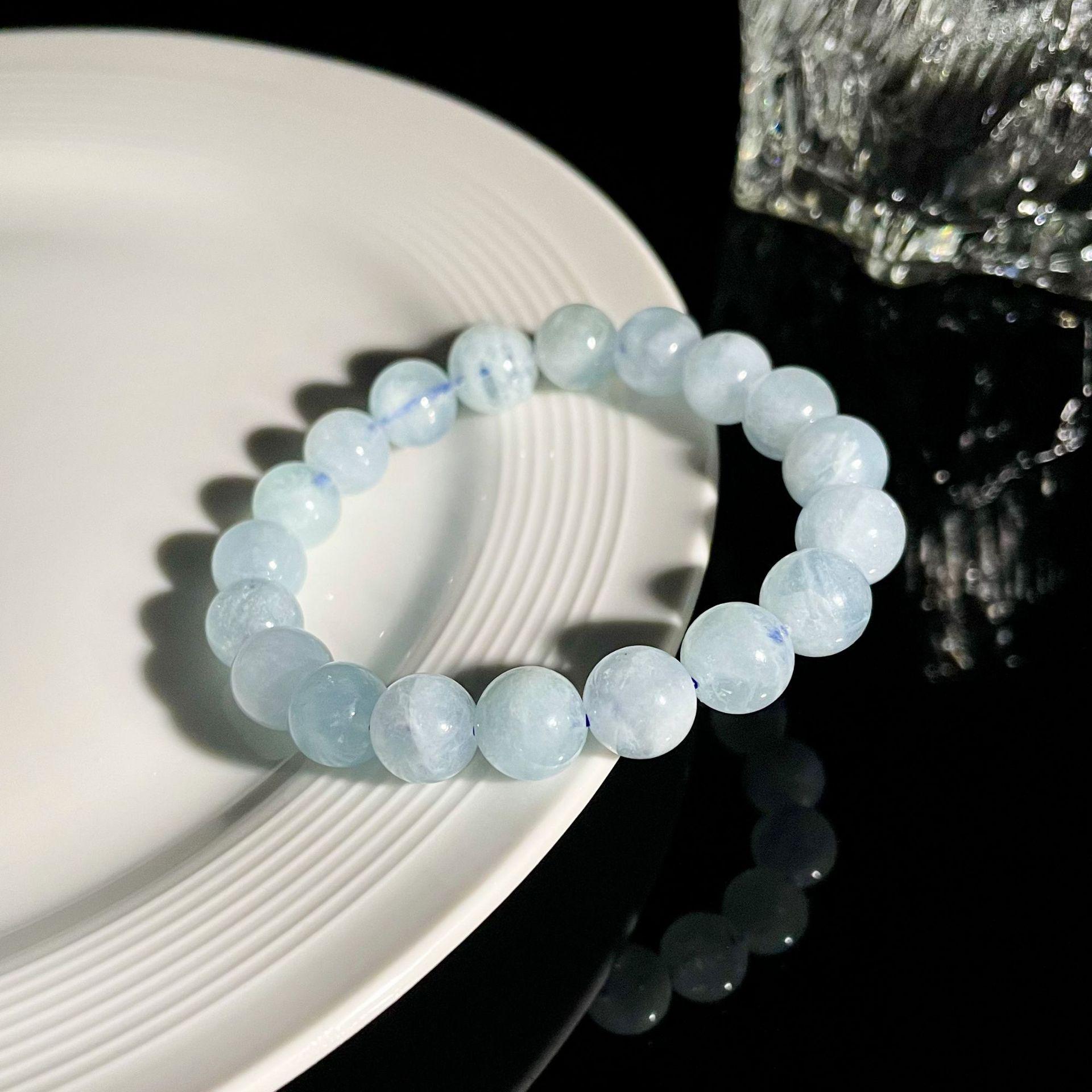 Браслет из натуральных аквамариновых круглых бусин Jingxi Ji Crystal, аксессуары для изготовления украшений своими руками 7mm