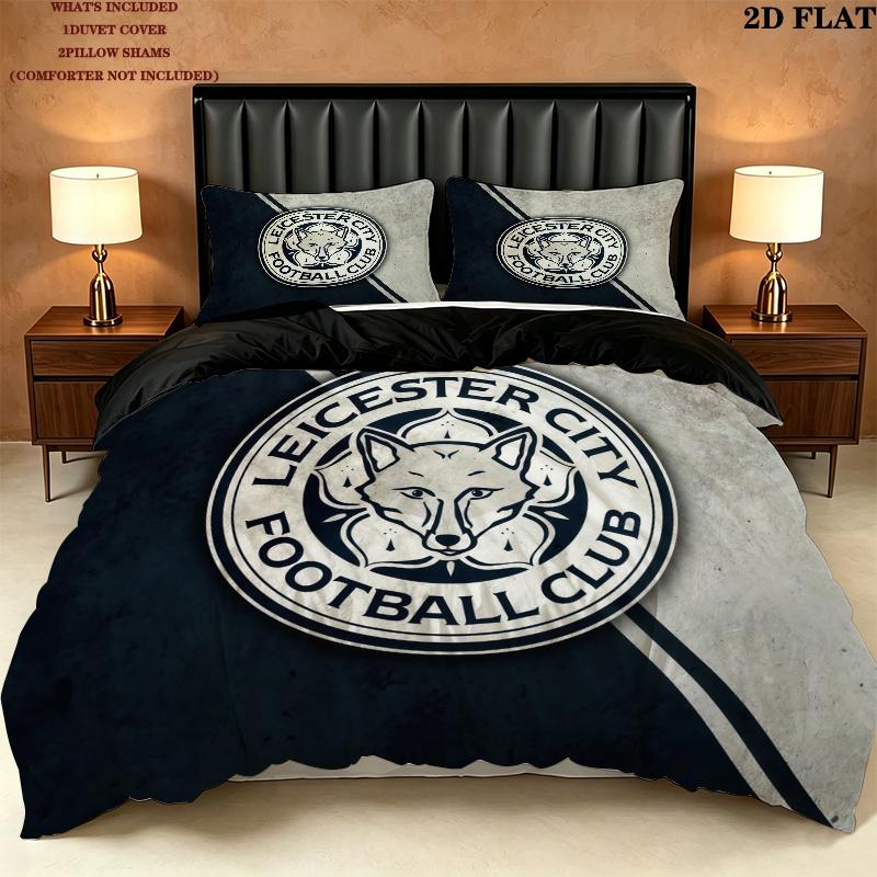 Leicester City Pattern Bedding Quilt Set Home Decoration Gift (1 * duvet cover + 2 * pillowcase without core)