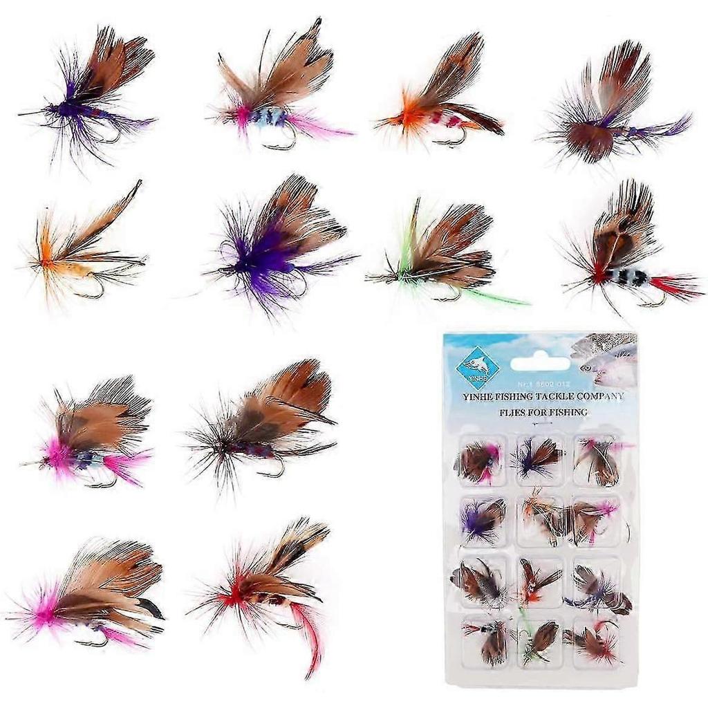 OriGlam 12pcs Butterfly Fly Fishing Lure Handcrafted for Bass Panfish Trout Salmon