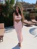 Women's Sexy 2 Piece Cutout Crop Top and High Slit Ruched Maxi Skirt Set Beachwear Resort Wear Party Club Outfits K296