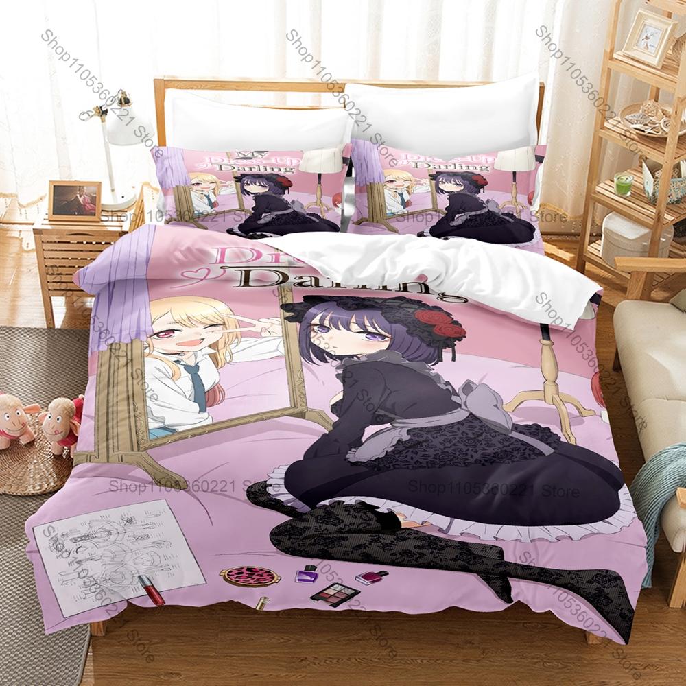Cool Personality My Dress Up Darling Anime Bedding Set New 3D Print Duvet Cover Set Home Bedroom Decor Bedclothes With Pillowcas