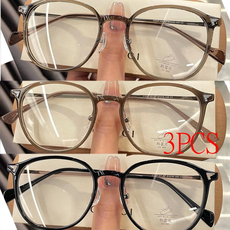 3Pcs Women Luxury Brand Photochromic Myopia Glasses Vintage Near Sight Eyeglasses Fashion Round Frame Eyewear Diopter