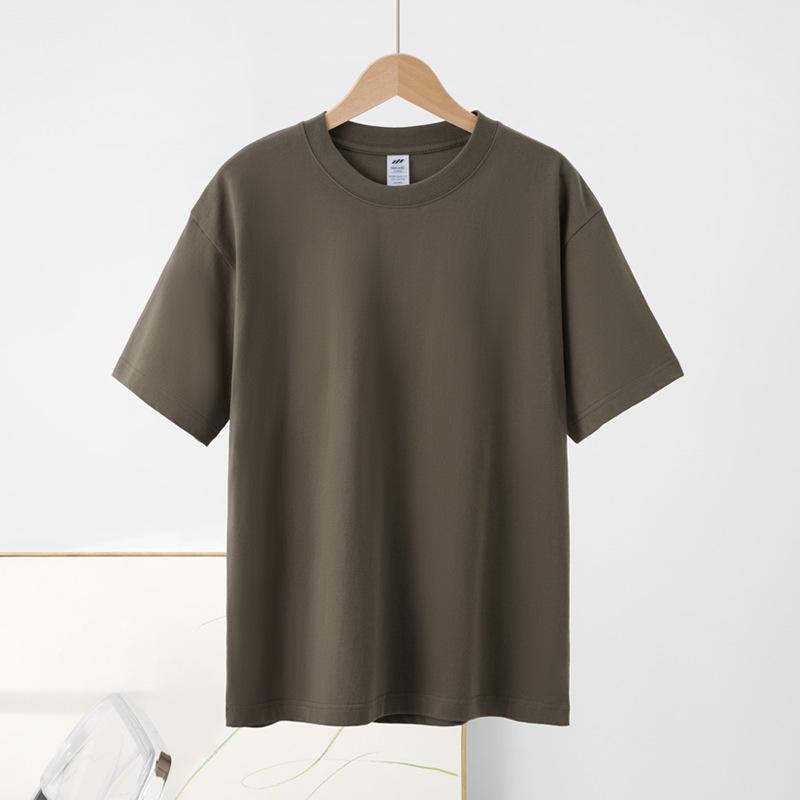 New Loose Pure Cotton Short-sleeved T-shirt Regular Shoulder Round Neck Tops Solid Color Versatile Short-sleeved Bottoming Shirt