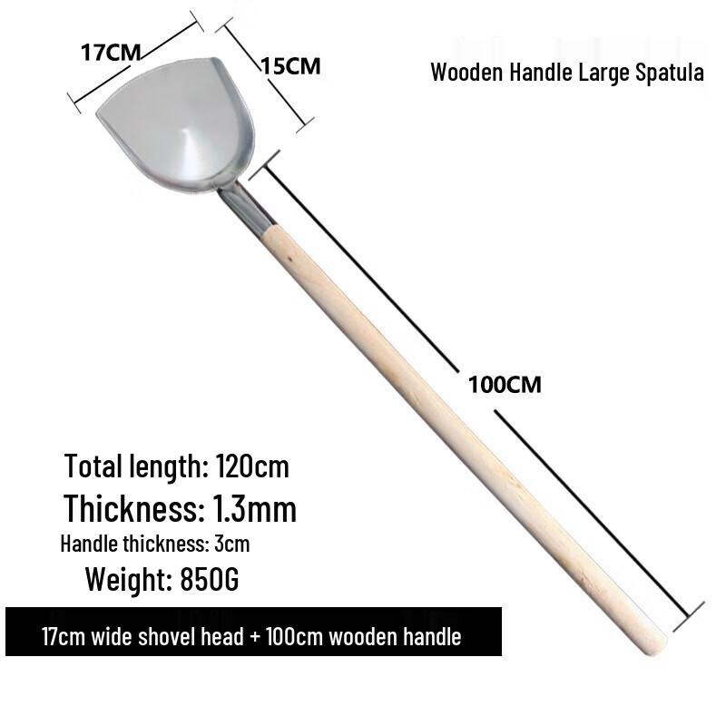 OEING Extra Long Stainless Steel Wok Spatula with Wooden Handle